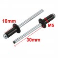 Uxcell M5x10mm Aluminum Open End Round Dome Head Blind Rivets Black 50pcs