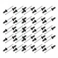 Uxcell M5x10mm Aluminum Open End Round Dome Head Blind Rivets Black 50pcs