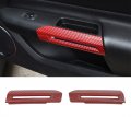 Inner Door Handle Cover Trim For Ford Mustang 2015 2016 2017 2018 2019 2020 2021 Red Carbon Fiber Interior Decoration 