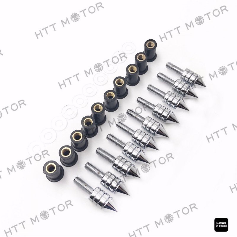 10 Piece Windscreen Windshield Bolts Screw Kit M5 X 15mm Chrome For Suzuki Yamaha Kawasaki Triumph And Ducati Motorcycles