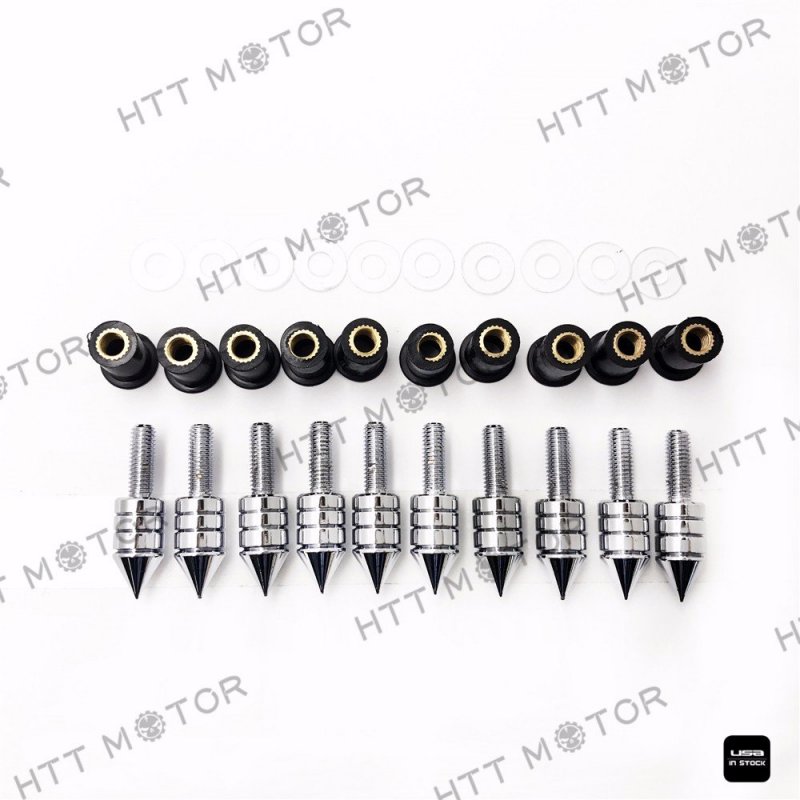 10 Piece Windscreen Windshield Bolts Screw Kit M5 X 15mm Chrome For Suzuki Yamaha Kawasaki Triumph And Ducati Motorcycles