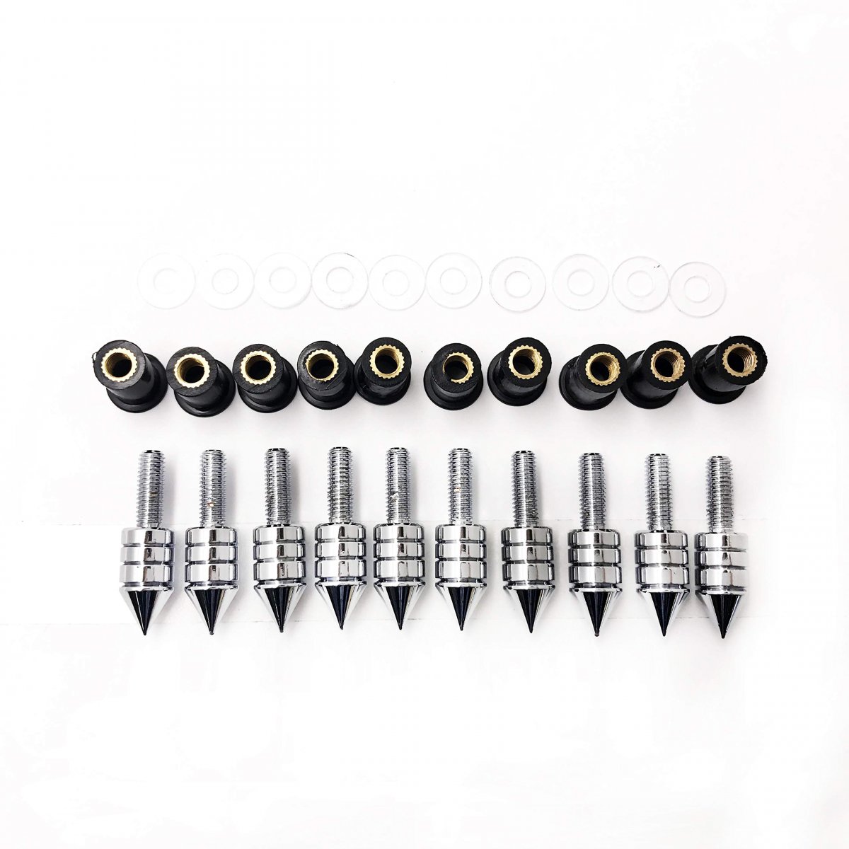 10 Piece Windscreen Windshield Bolts Screw Kit M5 X 15mm Chrome For Suzuki Yamaha Kawasaki Triumph And Ducati Motorcycles
