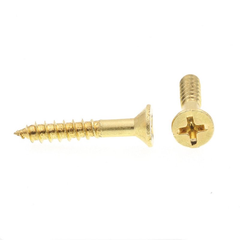 Wood Screws Flat Head Phillips Drive 8 X 1 In Solid Brass 100 Pack