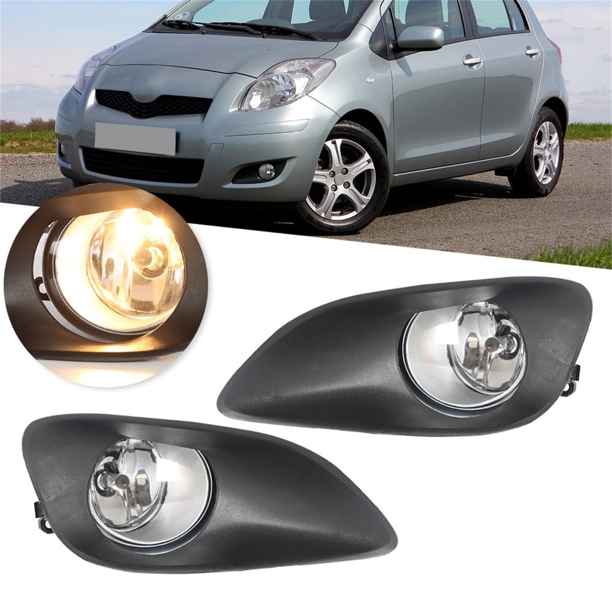 Fog Light Assembly Kit For Yaris 2007 2008 2009 2010 2011 Left And Right Side Lamps With Wiring Harness Switch Replacement