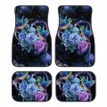 Tomeusey Hummingbird Floral Car Floor Mats All-weather With Rubber Backing Liners Universal Carpet 4 Pieces Front Rear Interior 