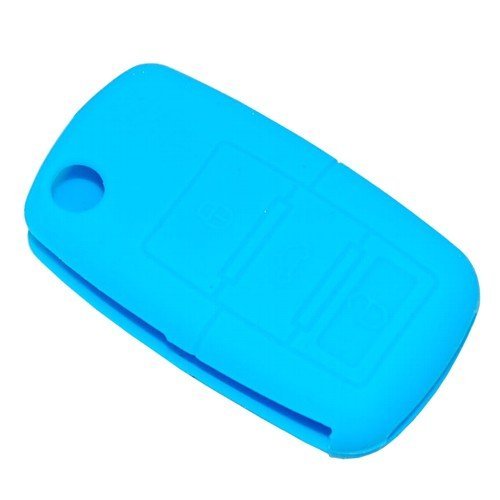 Folding Flip Key Fob Shell Remote Case 4 Buttons For Vw Jetta 2000 2011 Beetle Passat Rabbit Gti Azure Silicone Protective