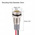 Uxcell Signal Indicator Lights Ac Dc 12v-24v 8mm Panel Mount Yellow Led Waterproof Metal Shell Warning Lamps 5pcs Lamp For