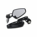 Universal Motorcycle Handle Bar End Rearview Side Mirrors 1 In 25mm Cnc Aluminum Convex For Sport Street Dirt Naked Bikes Black