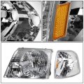 Auto Dynasty Chrome Housing Amber Corner Headlight Head Lamps Tool Kit Compatible With Ford Explorer 02-05