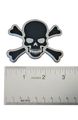 2 X Pair Set Black On Silver Crossbones Skull Cross Bones Skeleton Pirate Jolly Roger Real Aluminum Auto Emblem Badge Nameplate