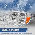 4pcs Chrome Housing Amber Corner Headlights Bumper Lights Compatible With Ford Explorer 95-01 Mercury Mountaineer 97