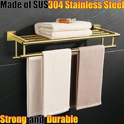 Alise Towel Rack Large Holder Shelf With Double Bars For Bathroom Lavatory 32-inch Sus 304 Stainless Steel Wall Mount Hanger
