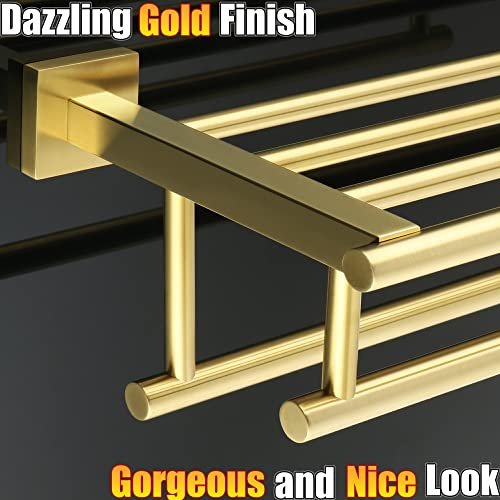 Alise Towel Rack Large Holder Shelf With Double Bars For Bathroom Lavatory 32-inch Sus 304 Stainless Steel Wall Mount Hanger