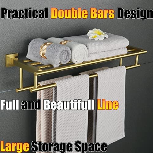 Alise Towel Rack Large Holder Shelf With Double Bars For Bathroom Lavatory 32-inch Sus 304 Stainless Steel Wall Mount Hanger