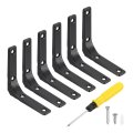 6pcs Floating Shelf Brackets 4 X Inch L-shape Wall Bracket Supports With Screws For Wood Shelves Cabinets Countertop Support 