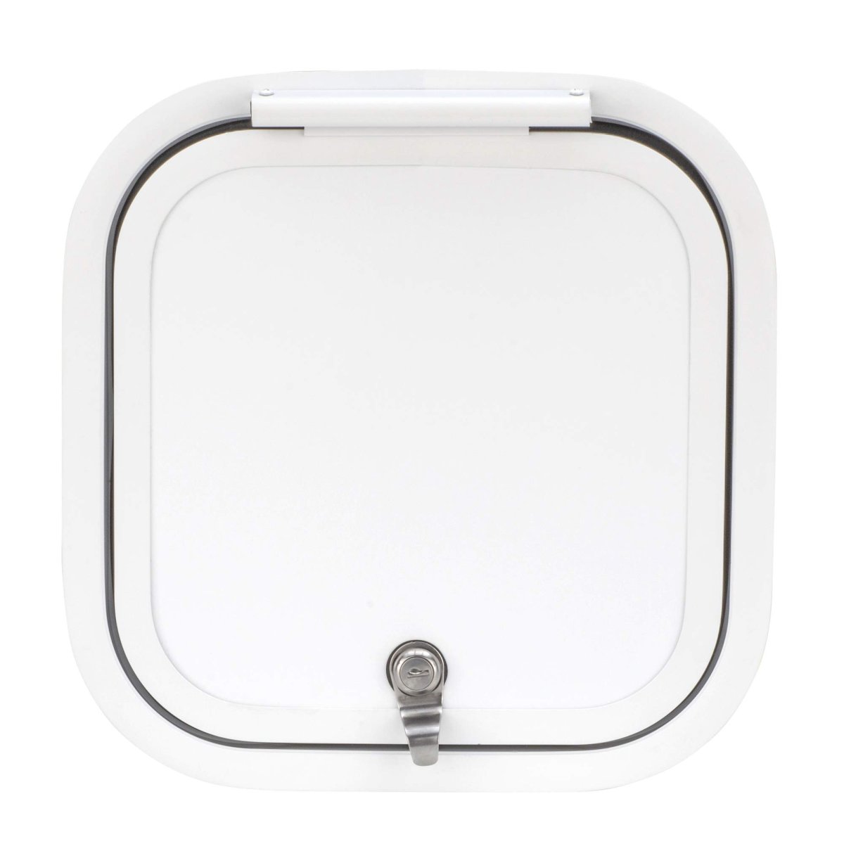 Rv Baggage Door 12 In W X H White Fiberglass Compartment With Rounded Corners And Stainless Steel Lock Rp-600s Model