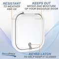 Rv Baggage Door 12 In W X H White Fiberglass Compartment With Rounded Corners And Stainless Steel Lock Rp-600s Model