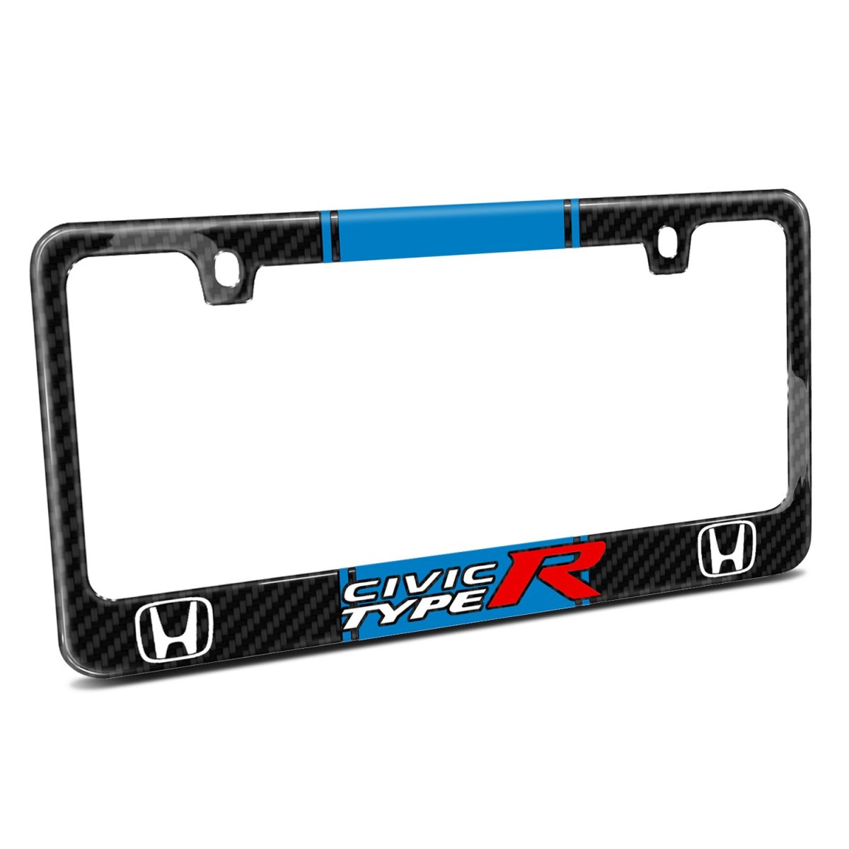 Ipick Image For Honda Civic Type R Blue Racing Stripe Black Real Carbon Fiber License Plate Frame
