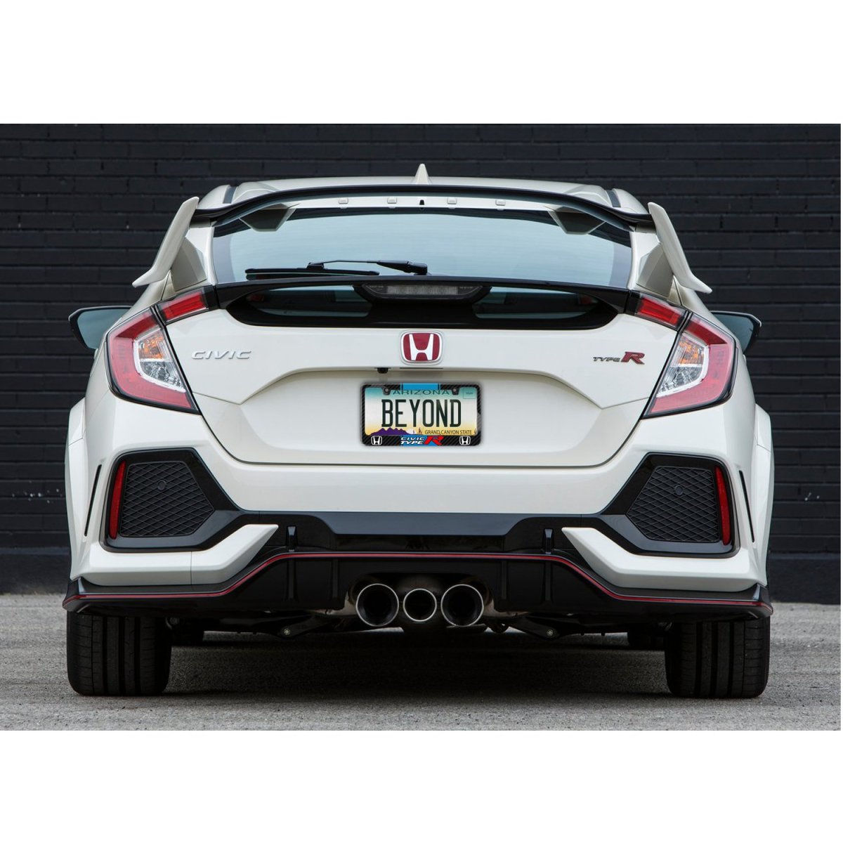 Ipick Image For Honda Civic Type R Blue Racing Stripe Black Real Carbon Fiber License Plate Frame