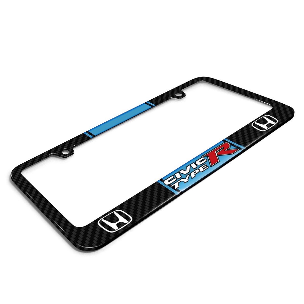 Ipick Image For Honda Civic Type R Blue Racing Stripe Black Real Carbon Fiber License Plate Frame