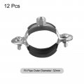 Uxcell 32mm Rigid Pipe Strap Clamps Carbon Steel Bracket Tube Clips M6 Nut Size For Water 12 Pcs