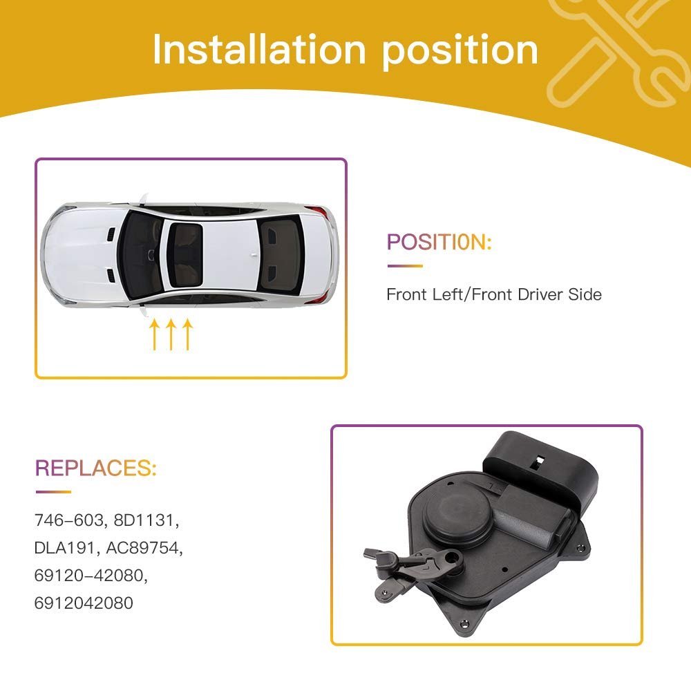 Door Latch Lock Actuator Front Left 2000-2006 For Toyota Rav4 746-603 8d1131 Dla191 Ac89754 69120-42080 6912042080