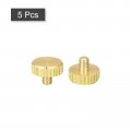 Uxcell Knurled Thumb Screws M3x4mm Flat Brass Bolts Grip Knobs Fasteners For Pc Electronic Mechanical 5pcs