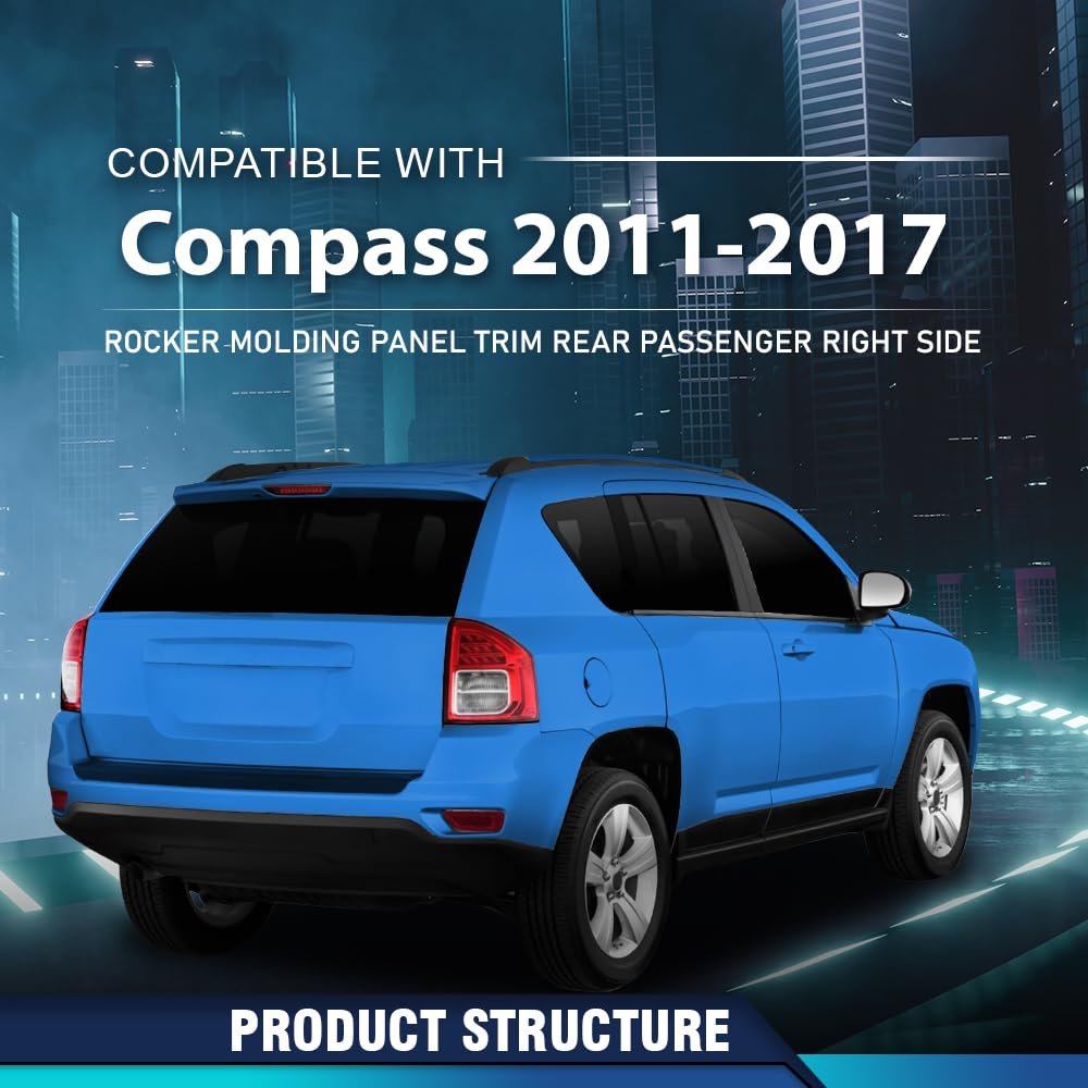 Rear Right Side Rocker Molding Panel Trim For Jeep Compass 2011-2017 5116128ac 05116128ac Black