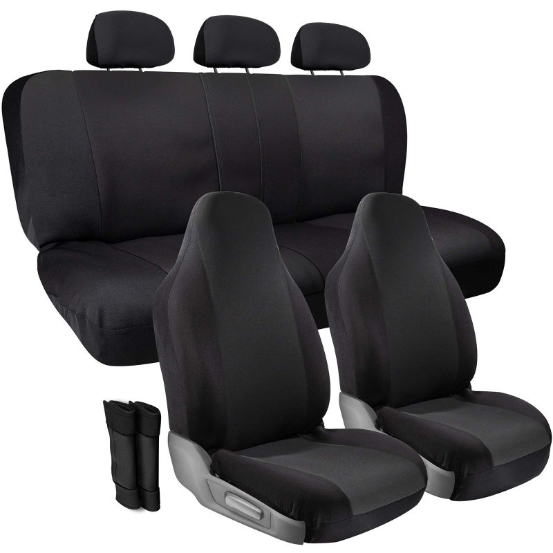Oxgord Padded Cloth Seat Cover Set With Grip Control Belt Pads For Front High Bucket Rear Solid Or Split Bench Universal