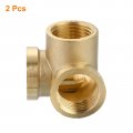 Uxcell Brass Tee Pipe Fitting 1 2 X Npt 3 Way Y-connector For Gas Transport Connect Pipelines 2pcs