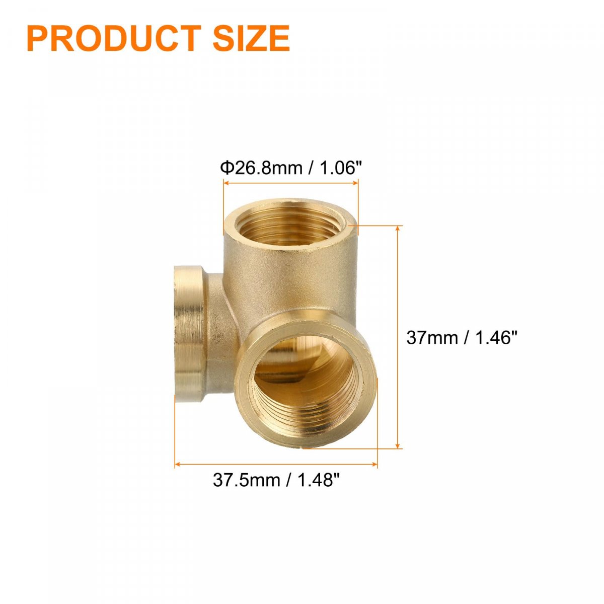 Uxcell Brass Tee Pipe Fitting 1 2 X Npt 3 Way Yconnector For Gas