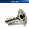 Heyiarbeit 304 Stainless Steel Kf16 Flange To 13mm Rubber Hose Barb Adapter For Vacuum Silver Tone 1pcs