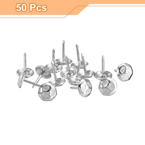 Upholstery Tacks Nail Pins For Furniture 50 Pcs 11x17mm Carbon Steel Thumb Tack Home Sofa Diy Decorative Heads Silver Tone