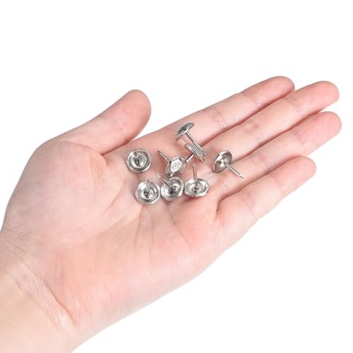 Upholstery Tacks Nail Pins For Furniture 50 Pcs 11x17mm Carbon Steel Thumb Tack Home Sofa Diy Decorative Heads Silver Tone