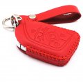 Wfmj Leather 6 7 Buttons Smart Remote Key Fob Case Cover Chain For Chevrolet Chevy Corvette C8 2020 2021 2022 2023 Red