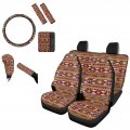 Forchrinse South Indian Navajo Stripe Car Seat Covers Full Set Of 10pack Auto Accessories For Women Steering Wheel Belt