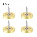 Uxcell Mirror Screws Decorative Cap Cover Nails Polished Gold 25mm 4pcs