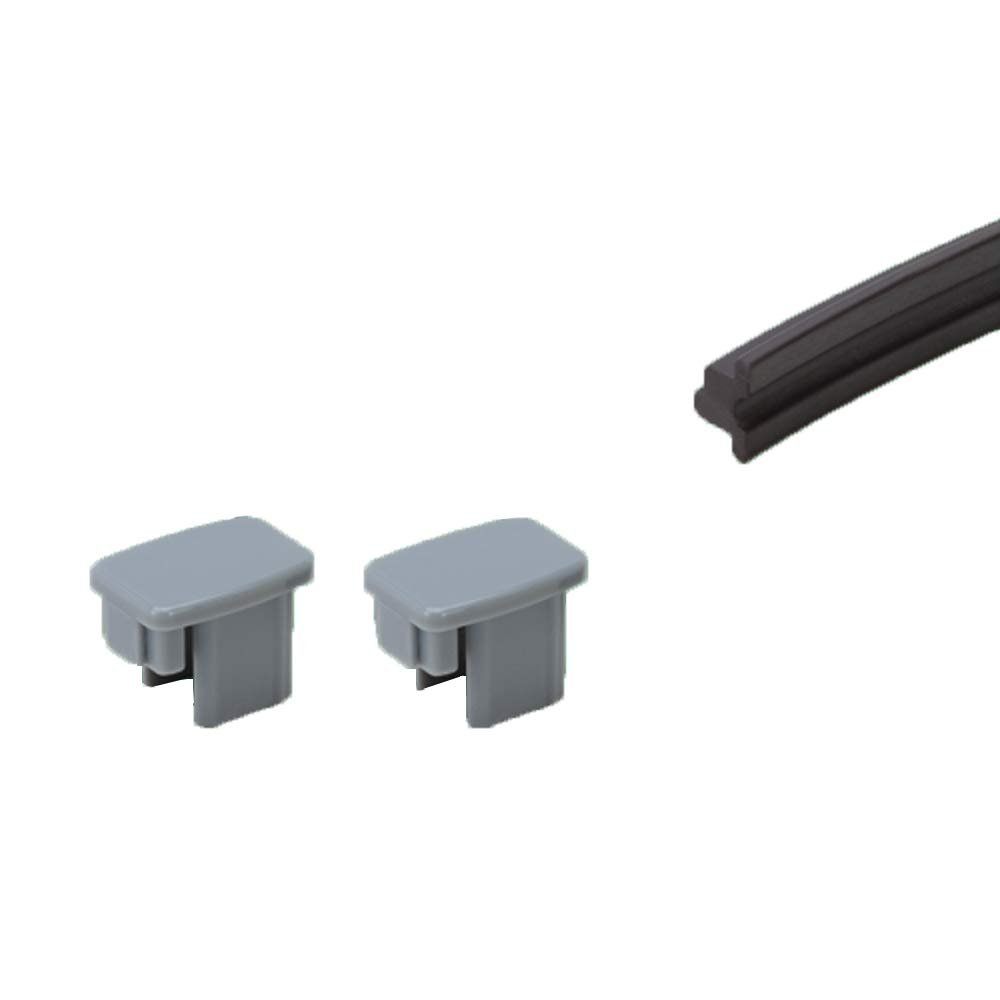 Flexible Shower Door Magnetic Seal 70 In Long With Gray Plastic End Caps