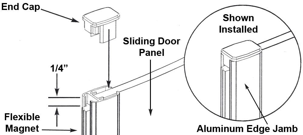 Flexible Shower Door Magnetic Seal 70 In Long With Gray Plastic End Caps