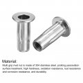 Uxcell M8 Multi-grip Rivet Nuts 5pcs Pre-bulbed Shank Flat Head Threaded Insert Nut 304 Stainless Steel Plus For Construction