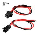 5pairs Sm Connector 2p 2 54mm Pitch El Wire Cable Cord Male 10cm Female Length