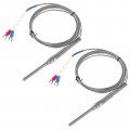 Alinan 2pcs 2m Approx 6 6ft 50mm Probe M8 Pipe Thread Temperature Sensor Two Wire Controller 0 400a K-type Stainless Steel 