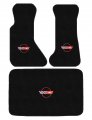 Avery S Floor Mats 3 Piece Carpet Mat Set Compatiable With 1984-1996 Corvette Convertible Red C4 Flag Logo Black 