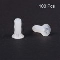 Uxcell M4x10mm Threaded Nylon Screws Phillips Cross Flat Head Machine Bolts 100pcs