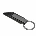 Ipick Image Compatible With Dodge Gunmetal Black Gray Metal Plate Carbon Fiber Texture Leather Key Chain