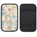 Hoamoya Watercolor Fishes Seahorse Center Console Cover Nautical Anchor Car Armrest Box Pad Accessories Interior Arm Rest For 