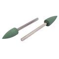 2 35mmx6mm Silicon Head Tapered Shaped Mounted Points Grinding Bits Green 5pcs 