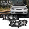Projector Headlights Assembly Halogen For Mazda 3 4-door Sedan 2004-2009 Not Fit Factory Hid Models Not Hatchback Clear Lens