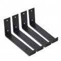 Heavy Duty Shelf Brackets 8 In 4 Pack Frosted Black Wall Bracket With Lip For Floating Shelves Rustic Iron Metal Diy Open 