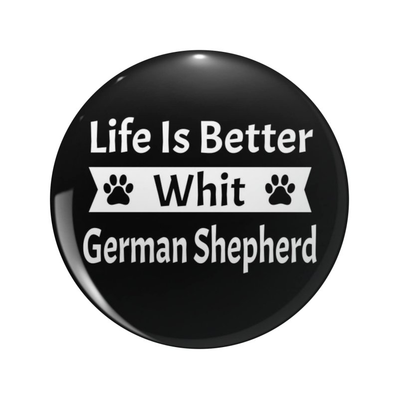 1080 Graphics Life Is Better Whit German Shepherd Dog Design Key Chain Double Sided Stainless Steel Keychain